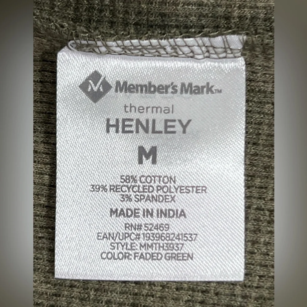 MEMBER'S Mark - Men's Waffle Knit Long Sleeve Thermal Henley Shirt - Green